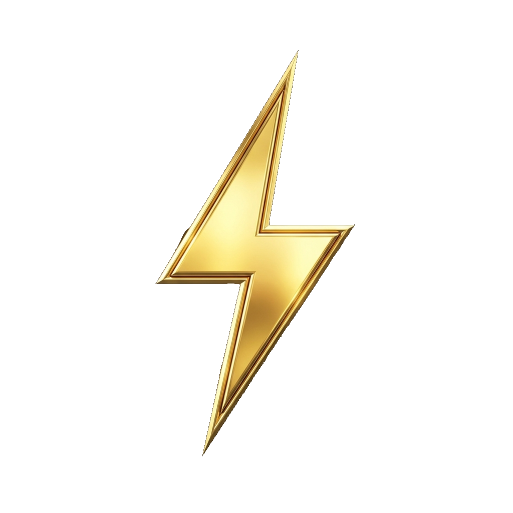 Low Fees Icon — 3D Golden Lightning Bolt