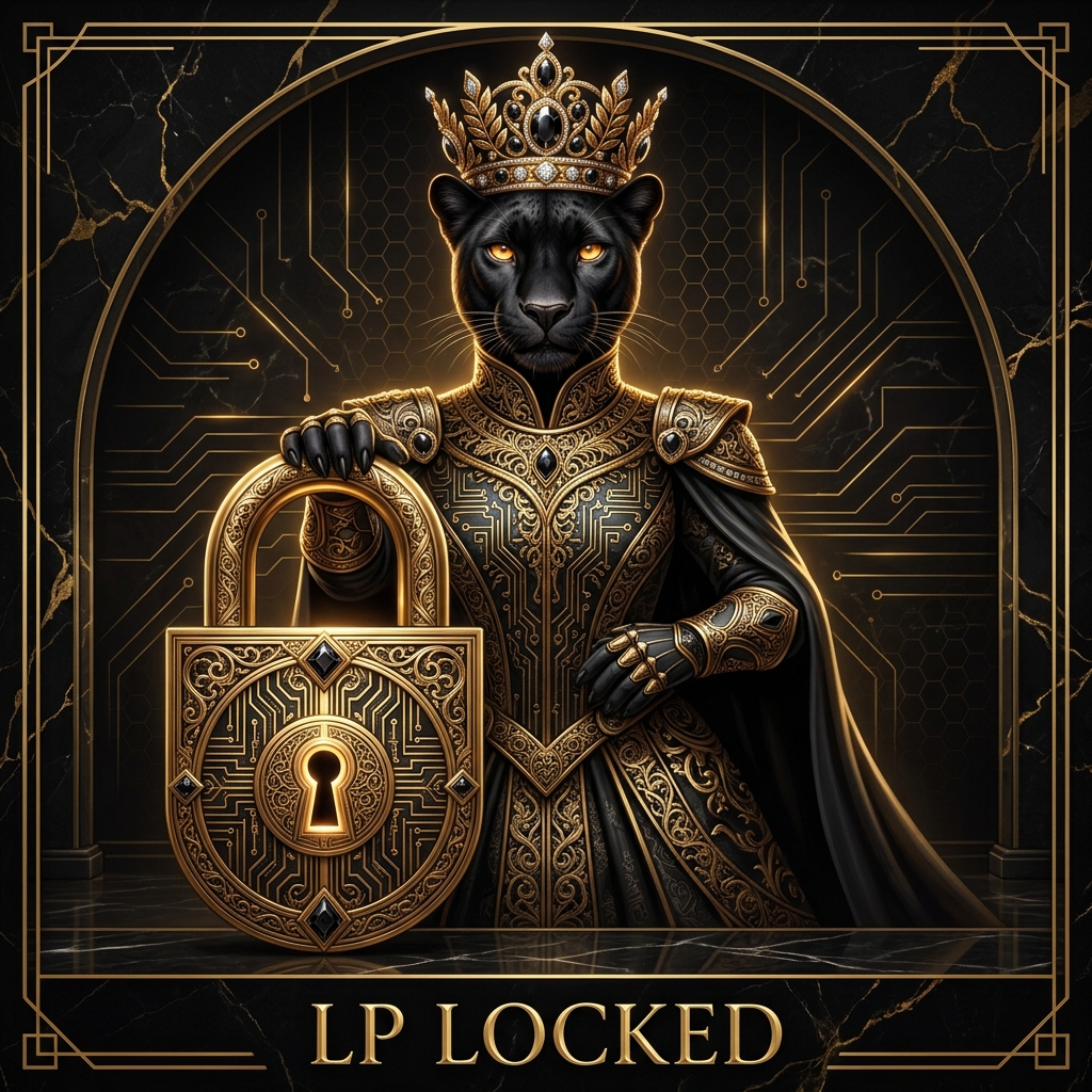 METANOIA LP Locked — Black Panther Queen Guarding Gold Padlock